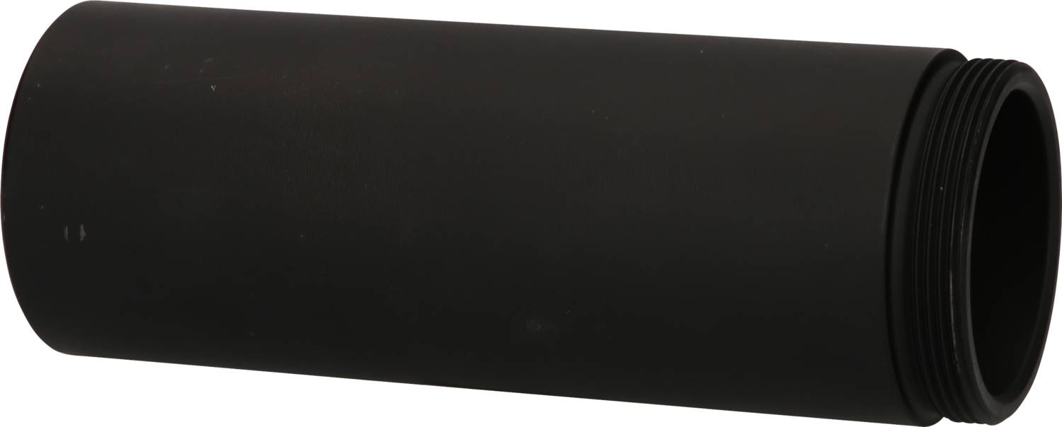 A black, cylindrical pipe with a thread at one end.