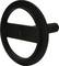 A black, round steering wheel with a horizontal grip. Suitable for toys or model vehicles.