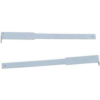 Two long, flat metal strips with curved ends, arranged parallel to each other.