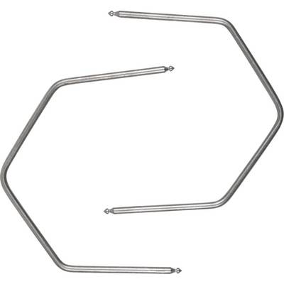 A hexagonal metal tube with straight, equal-length sections and minimal embellishments at the ends.