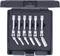 Tool kit with six precise ball-and-socket joints of different sizes, arranged side by side in a protective plastic case.