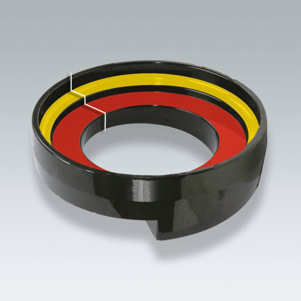 A three-coloured ring in black, red and gold, which symbolically represents Germany.