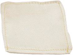 A rectangular, beige piece of fabric with a coarse texture and sewn edges.
