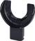 A black, durable metal tool in a U-shape, potentially a component of a mechanical device or piece of equipment.