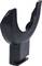 Black, U-shaped plastic holder with a sturdy base, suitable for holding items such as fishing rods.
