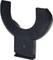 Black curved hook tool with a flat base, most likely used for holding or securing an object.