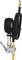 Hose with pressure gauge and valve, suitable for inflating tyres. Black rubber hose with metal fittings.