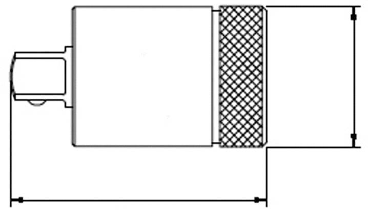 A technical drawing shows a cylindrical component with a knurled section. Dimension lines are visible on the right side.