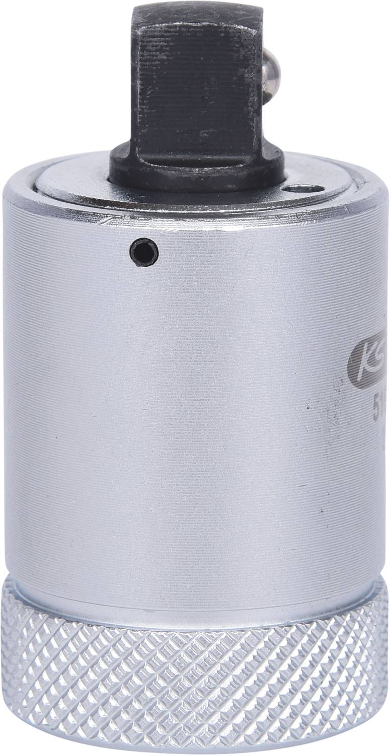 Silver tool adapter with square mounting and knurled edge.