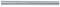 A long, silver-coloured metal rod with a smooth surface, positioned horizontally.