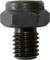 A black screw head with a hexagonal shape and short thread.