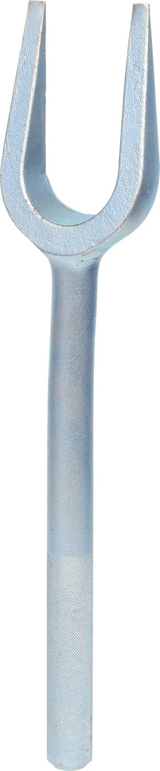 A silver two-pronged fork tool with a long handle, commonly used in automotive mechanics for separating ball joints.