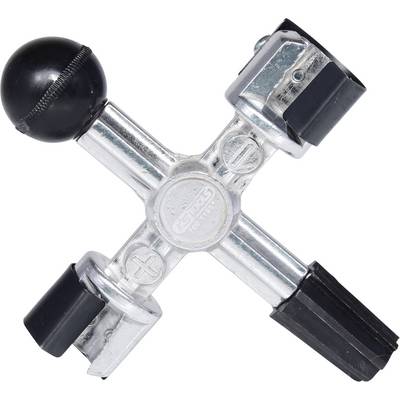 A tap spanner with four keys of different sizes, used for opening and closing valves.