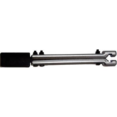 'Graphic of a tool with two silver handles and black screws at one end; possibly a pipe bender.'