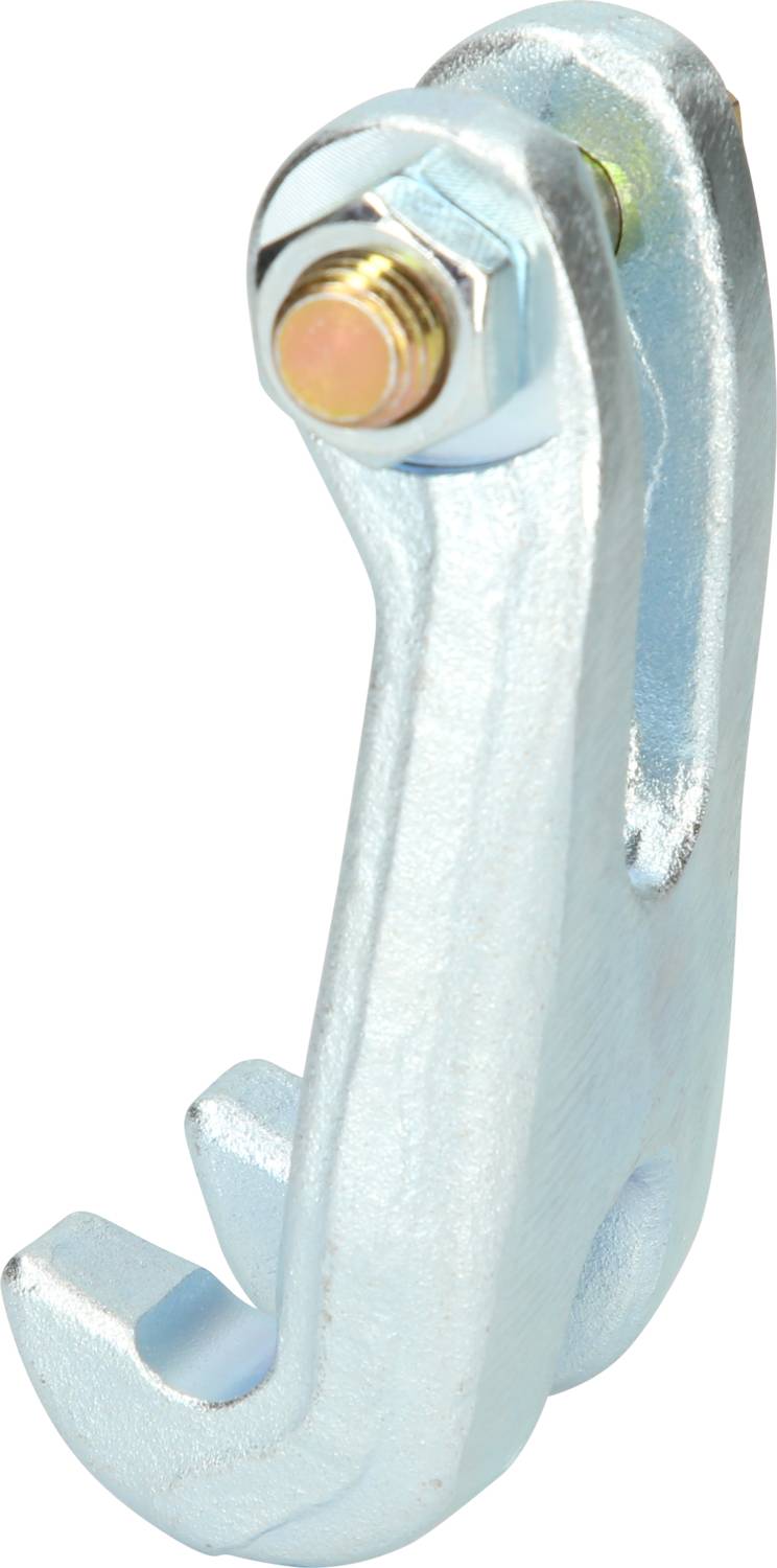 Metal hook with screw fastening, suitable for industrial applications or heavy lifting operations.