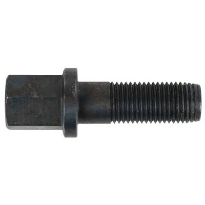 Black metal threaded bolt with hexagonal head, suitable for mechanical applications and fastenings.