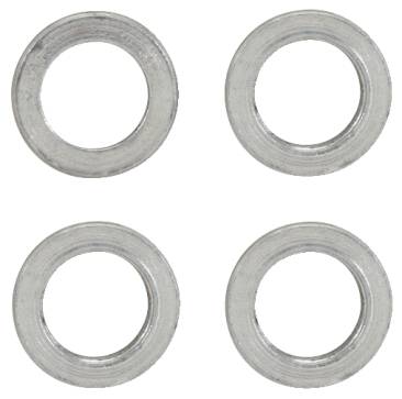 Four silver metal discs arranged in a square formation on a white background.