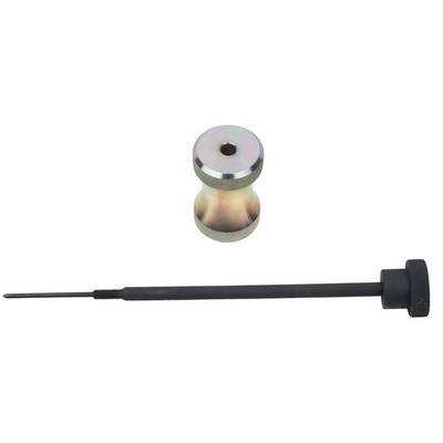 Metallic tool set featuring a long black rod and a gold-coloured, cylindrical attachment.