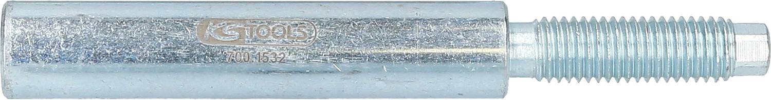 Cylindrical metal tool with threading on one side, with a shiny surface.