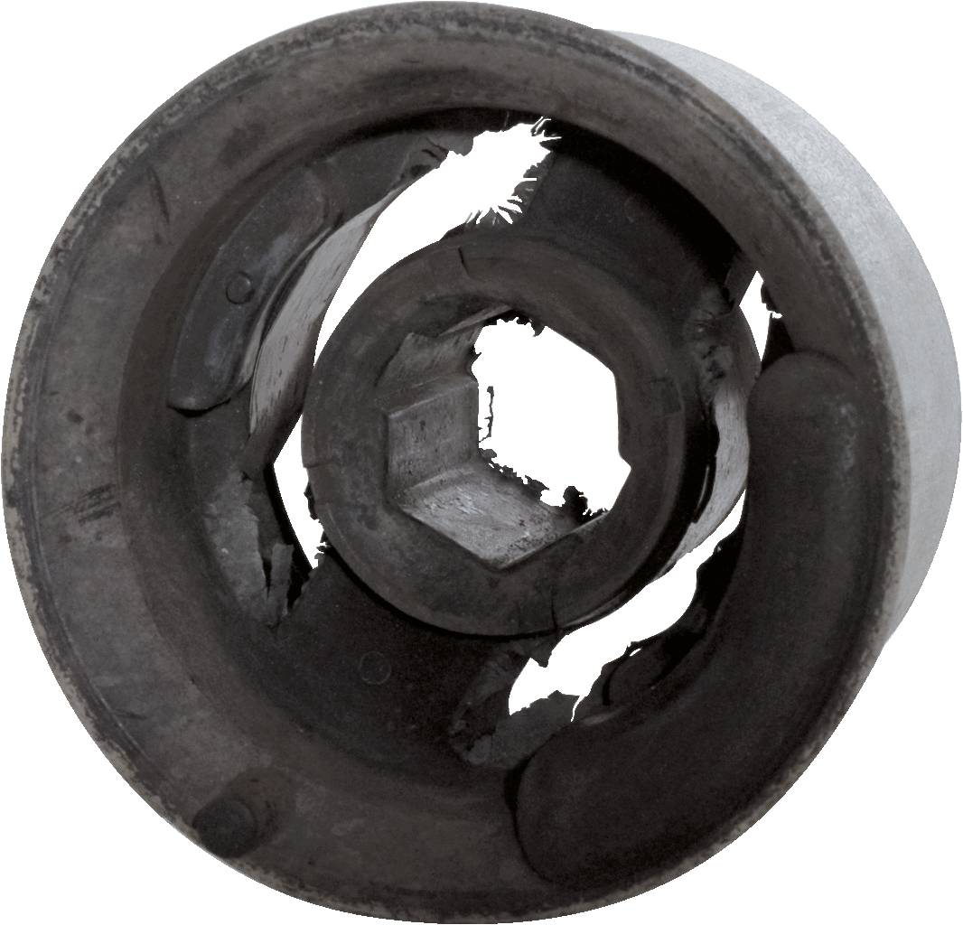 A faulty, frayed metal pipe that may need to be replaced or repaired. It shows wear and damage.