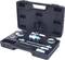 'Metal tool set in open black case with various attachments and rods for vehicle repair.'