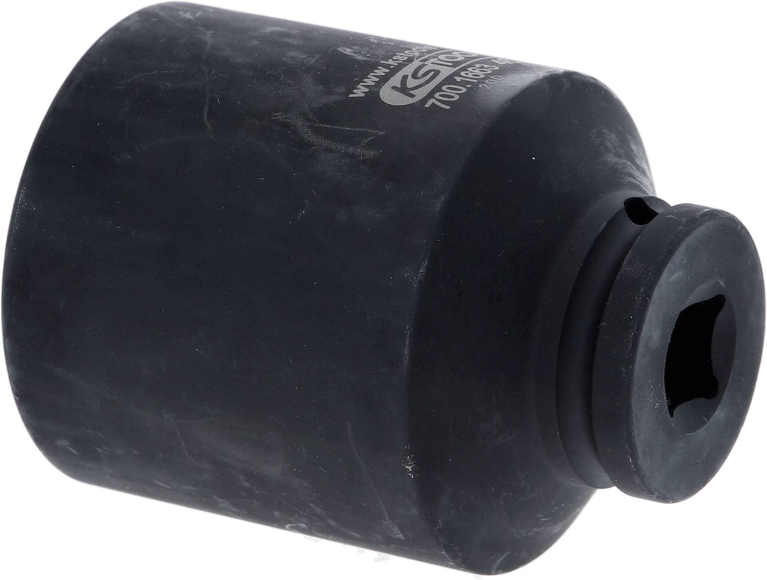 A black socket adapter with a square opening, suitable for mechanical work.