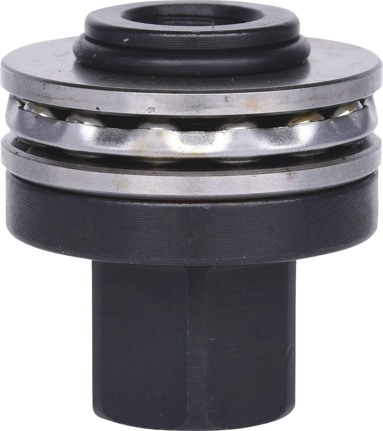 A metallic machine component, cylindrical in shape with composite layers. Frequently used in mechanical applications and machinery.