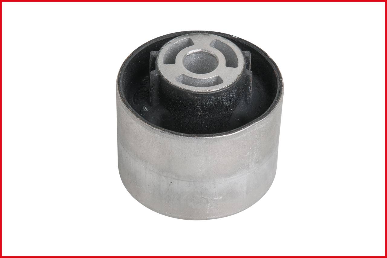 Metal bush on a white background; serves as a connecting element in machinery or vehicles.