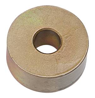 Metal disc with a central hole, gold-coloured surface, industrial component.