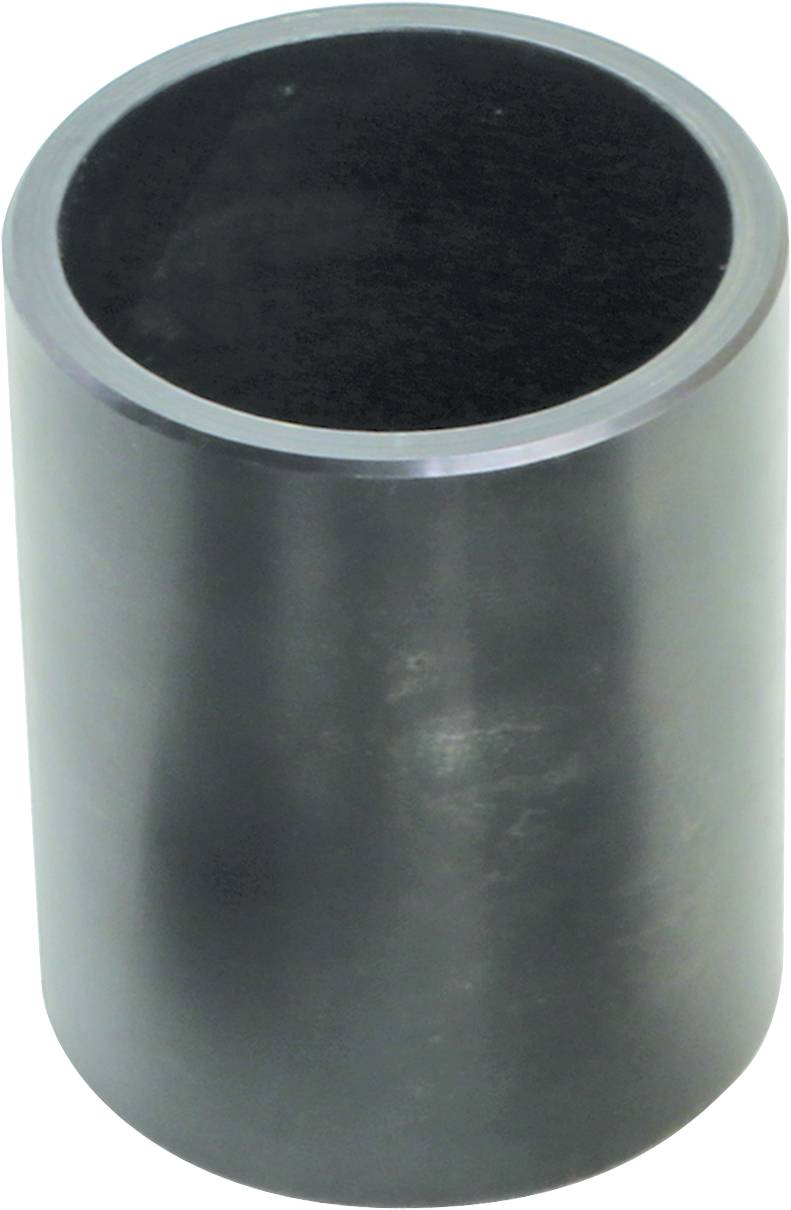 A black, cylindrical cup stands upright.
