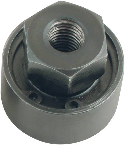 A large, hexagonal metal nut with internal threading, most likely a component of a mechanical part.