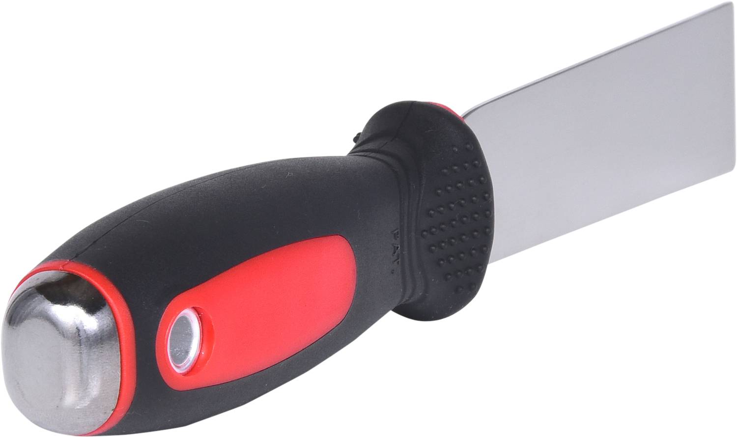 A paint scraper with a black and red handle, suitable for painting work or removing paint and wallpaper.
