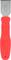 A red plastic handle with a flat metal blade attachment, possibly a scraper or a spatula, is shown.