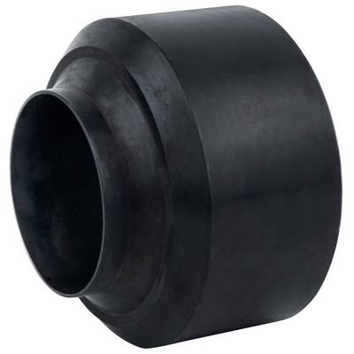 Black pipe fitting with a flat surface and cylindrical shape, potentially suitable for industrial or mechanical applications.