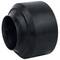 Black pipe fitting with a flat surface and cylindrical shape, potentially suitable for industrial or mechanical applications.