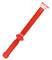Red plastic wedge with handle and cable end ferrules, approx. 22 mm wide, for installation or as a tool for tensioning.