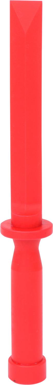 A red, elongated plastic toy sword.