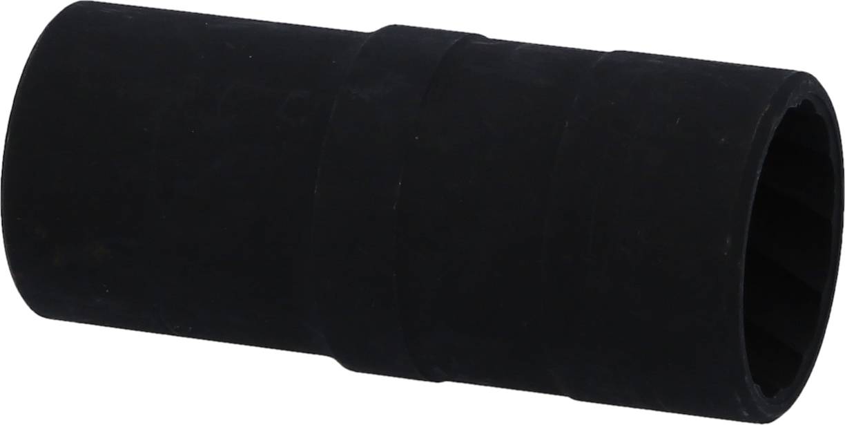 A black plastic pipe section, cylindrically shaped, without any recognisable markings or distinctive features.