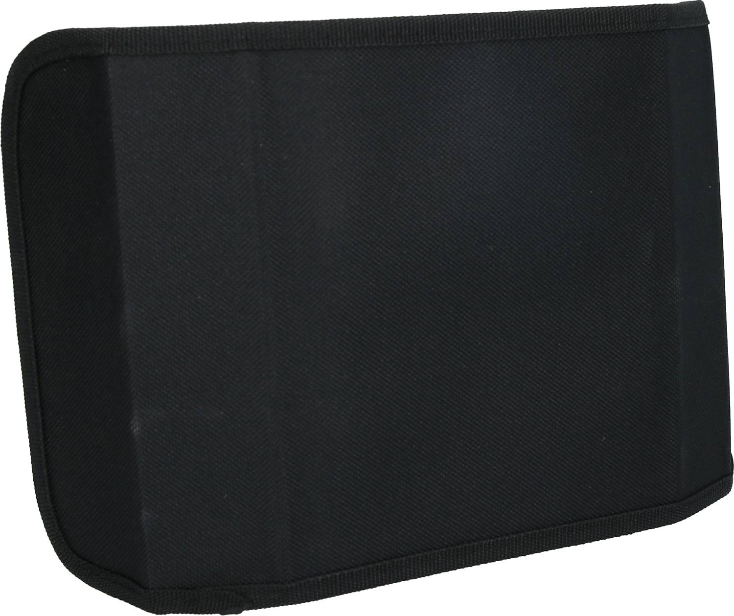 Black rectangular case or bag, photographed from the side. Looks like a protective cover or container.