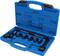 Open blue plastic toolcase with a black tool set, including several attachments and clamps, for repair or assembly.