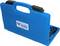 A blue plastic tool case with carry handle, partially open, with a label reading 'Brilliant Tools'.