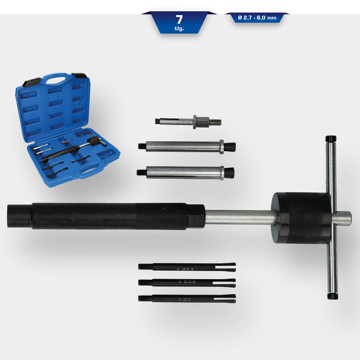 'Removal Kit for Crimped Sleeves', consisting of a blue tool case, several silver extensions and black tool components.