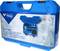Blue toolbox with wheel bearing removal tool set. Inscription 'Brilliant Tools', with VW logo, part number BT671450.