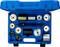 A blue toolbox with various cylindrical metal parts and a spanner, neatly arranged in compartments.