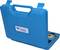 Blue plastic toolbox with 'Brilliant Tools' printed on it, slightly open. Metallic tool component visible inside.