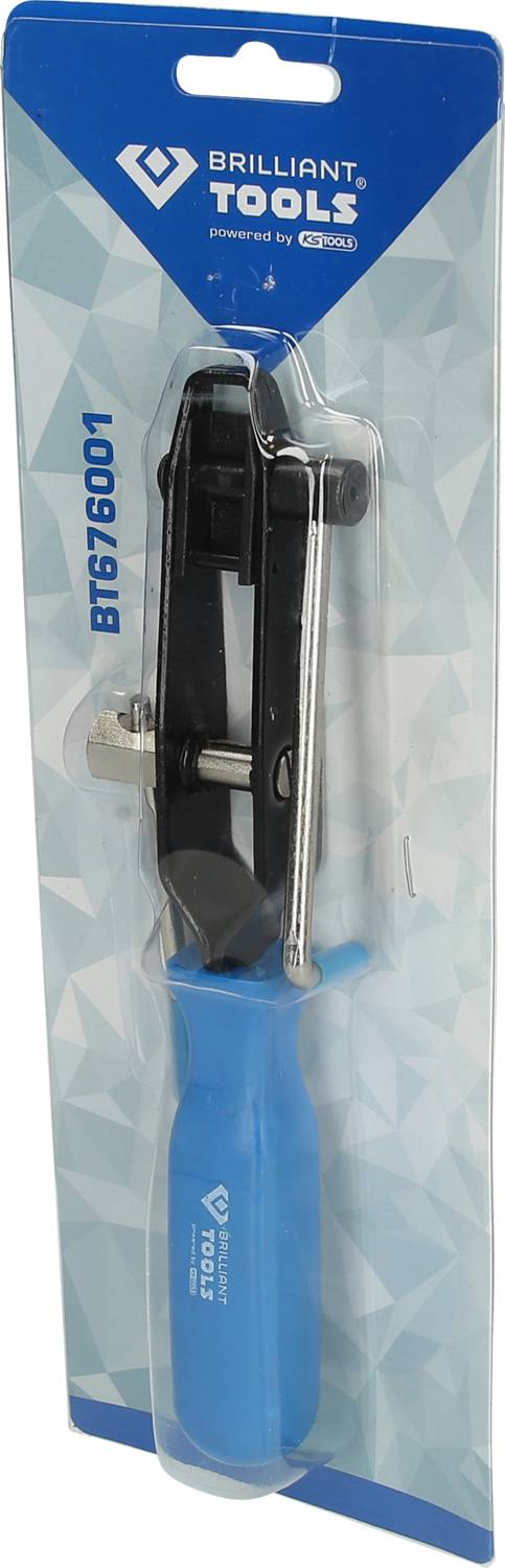 Packaged blue pliers by 'Brilliant Tools', model number BT067001, with ergonomic handle, in a clear plastic packaging.