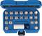 A blue tool case with 19 different socket sizes and an extension adapter, opened to display its contents.