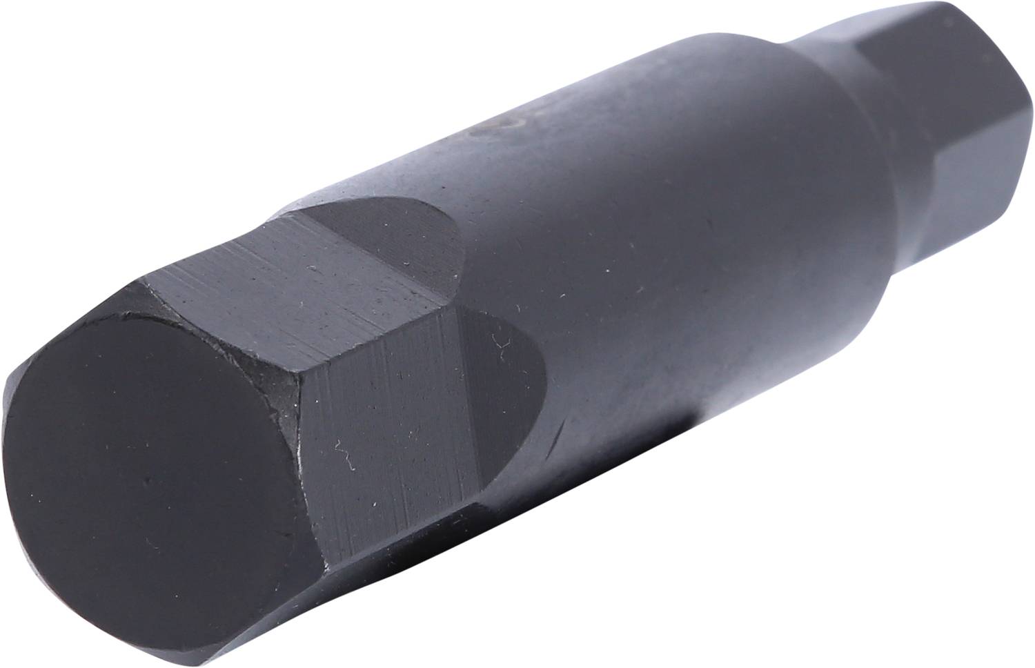 A black metal screw extractor designed for removing damaged screws.