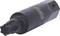 A black multi-toothed socket attachment with an internal hexagon drive. Suitable for loosening specialised screws in mechanical engineering.