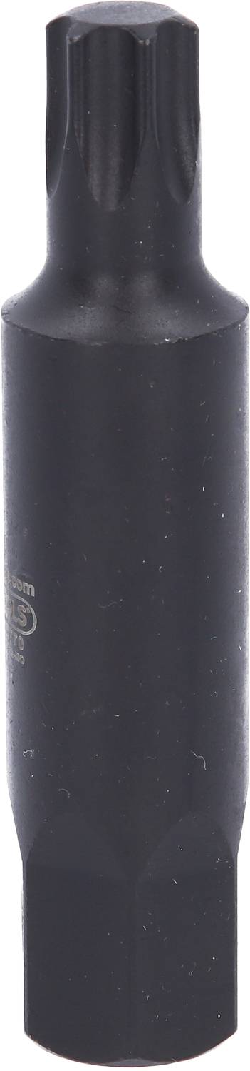 Black screwdriver bit with knurled head, suitable for multi-tooth screws.